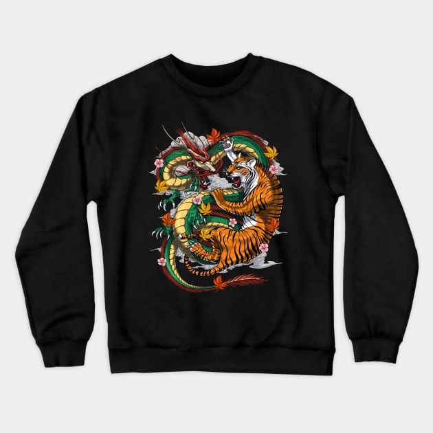 Japanese Dragon Tiger Crewneck Sweatshirt by underheaven